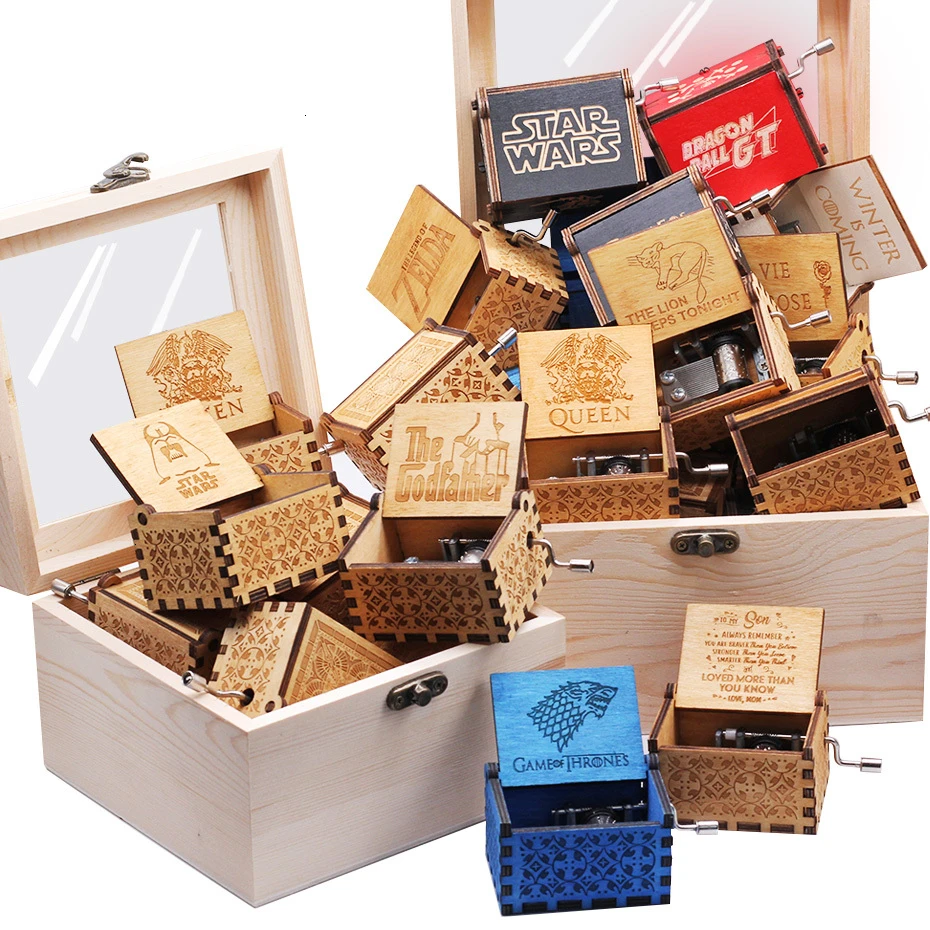 2019 деревянная музыкальная шкатулка рука в руку изогнутая королева замок небе