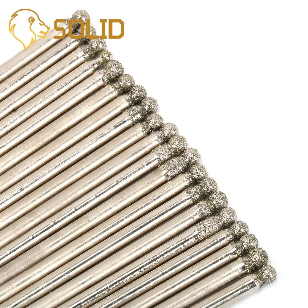 Diamond Grinding Head 3mm Shank Round Ball Engraving Abrasive Burrs Rotary Tools 3-8mm 20Pcs/Set | Инструменты