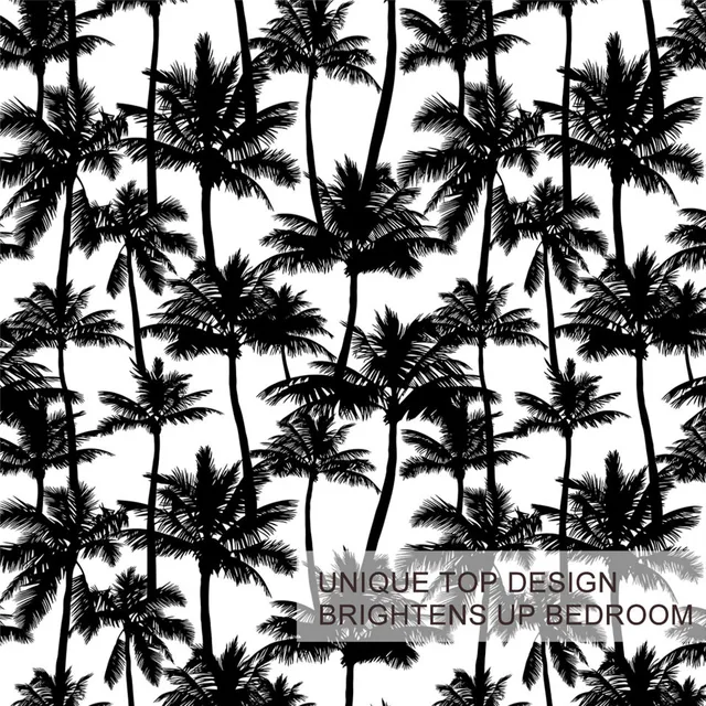 BlessLiving Palm Trees Bedding Set King Tropical Leaf Bedspread Black and White Duvet Cover Plant Bed Linen Home Textiles 3pcs 3