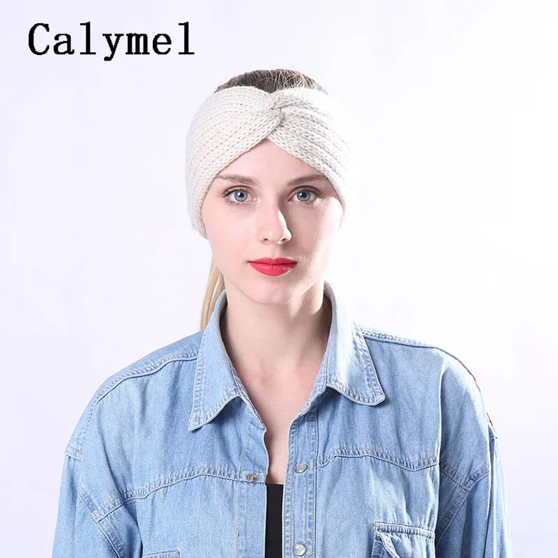 Calymel 2019 зимняя теплая вязаная повязка на голову с ушками тюрбан для женщин
