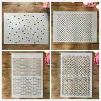 4pcs a4 29cm dot heart geometry diy layering stencils wall painting scrapbook embossing hollow embellishment printing lace ruler