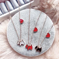 yun ruo rose gold cute heart dog pendant necklace woman 316 titanium steel jewelry birthday gift not change color drop shipping