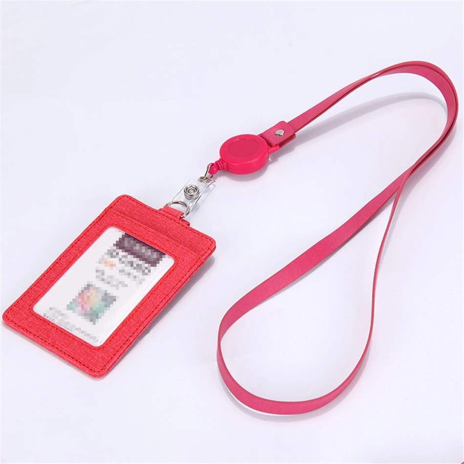 Выдвижной Lanyards держатель удостоверения личности кожа Porte Bus чехол скольжения для мужчин женщин банк держатель кредитной карты держатель карты