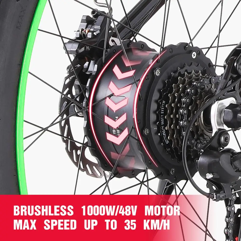 MX02 26 Inch Fat Bike 21 скоростной электрический велосипед 48V 17Ah большая емкость батареи