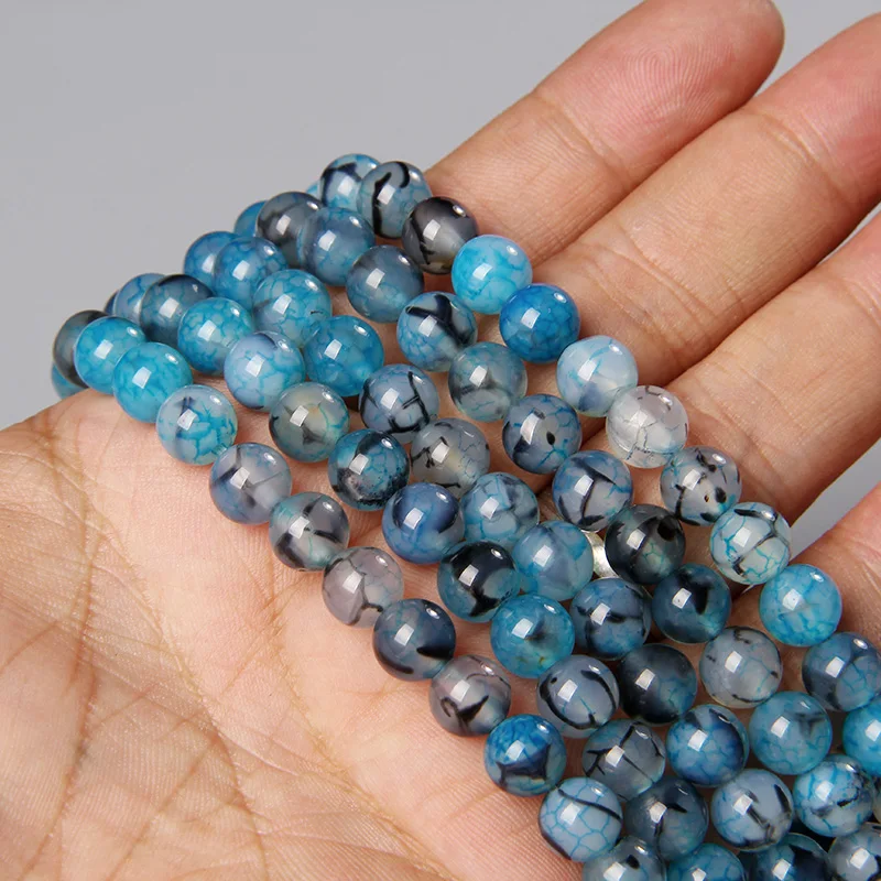 Гладкий натуральный камень огненный Агаты вены дракона треснувшая бусина