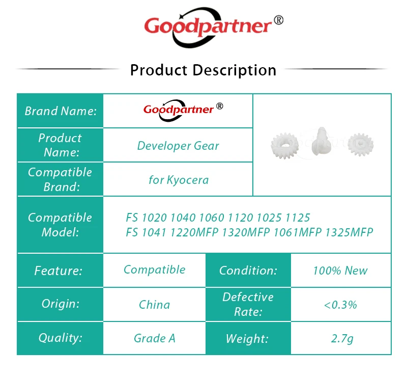 Шестерня разработчика 5X FS1120 FS1020 FS1125 FS1025 для Kyocera FS 1020 1025 1120 1125 1220 1320 1325 1040 MFP 1041 1060 1061