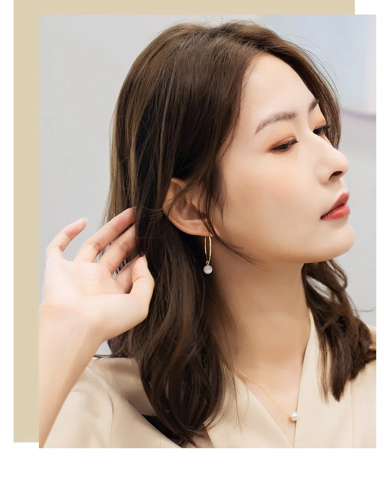 

18K Solid Yellow Gold Real Gold Jewelry(AU750) Women Big circle Hoop Earrings Natural Seawater Freshwater Pearl Fashion Lady