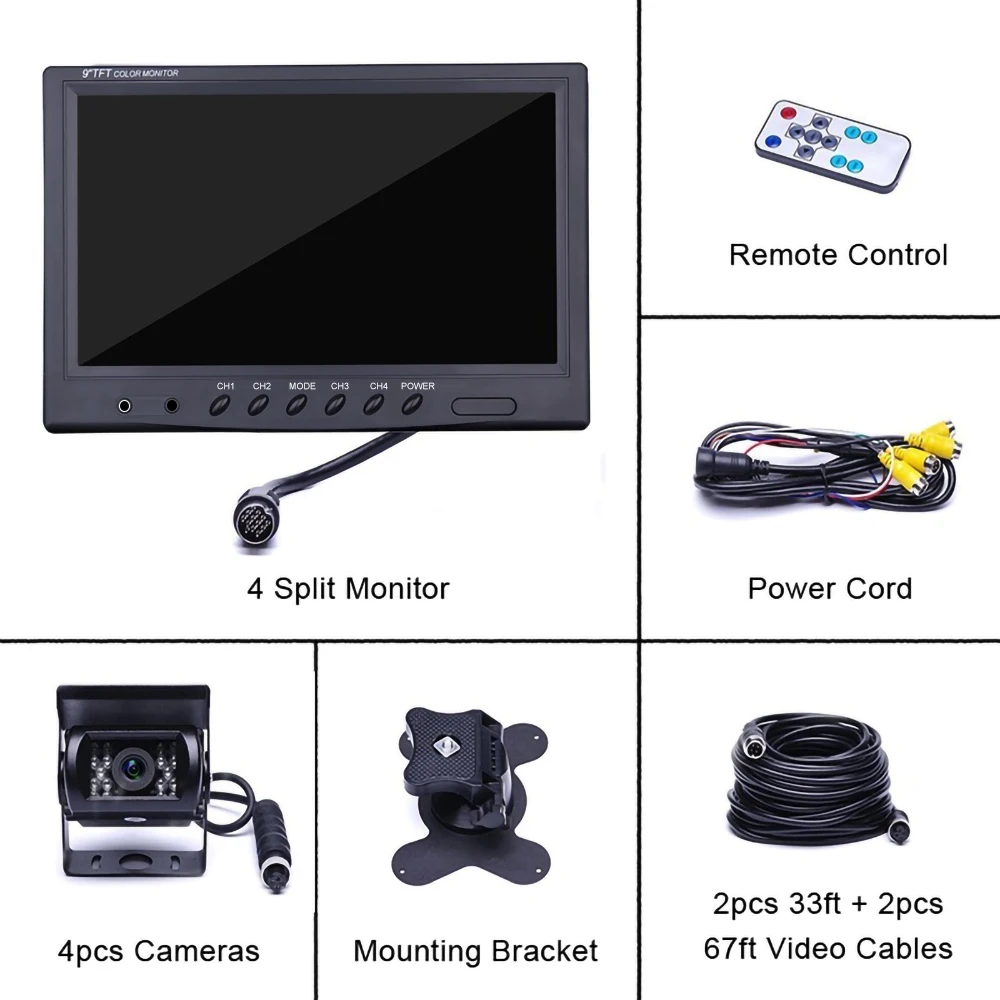 Podofo 9inch Car monitor HD Rear View Camer IR Parking Rearview 800*480 Screen with Night Vision Headrest TV Monitor Display |