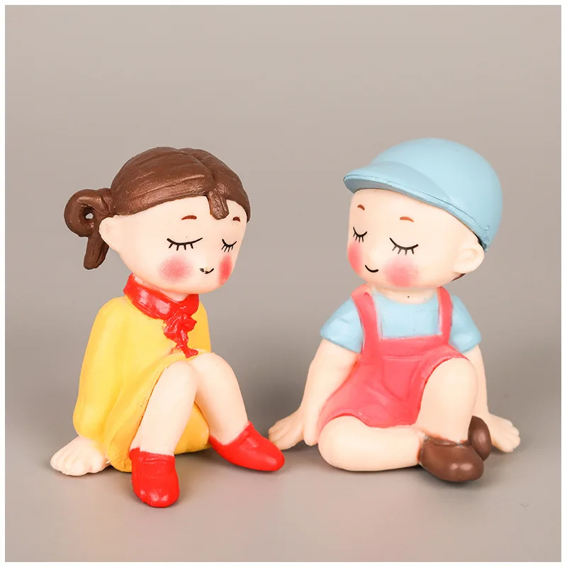 Украшение для торта счастливые детские статуи мальчиков и девочек 7 см ПВХ авто