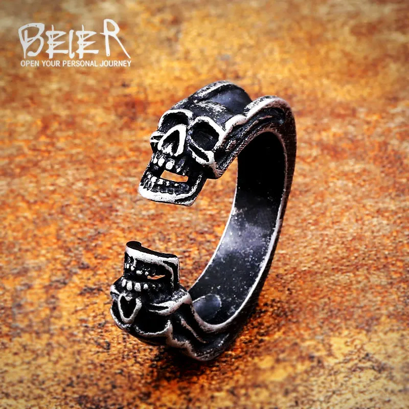 Мужское кольцо с черепом BEIER Винтажное из нержавеющей стали в стиле панк Прямая