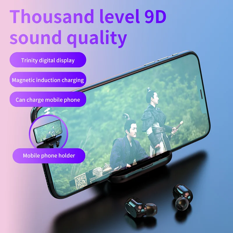 

J21 TWS Wireless Bluetooth Earphones Mini Noise Cancelling With Mic Power Display Stereo In-Ear Earbuds Sport Waterproof Headset