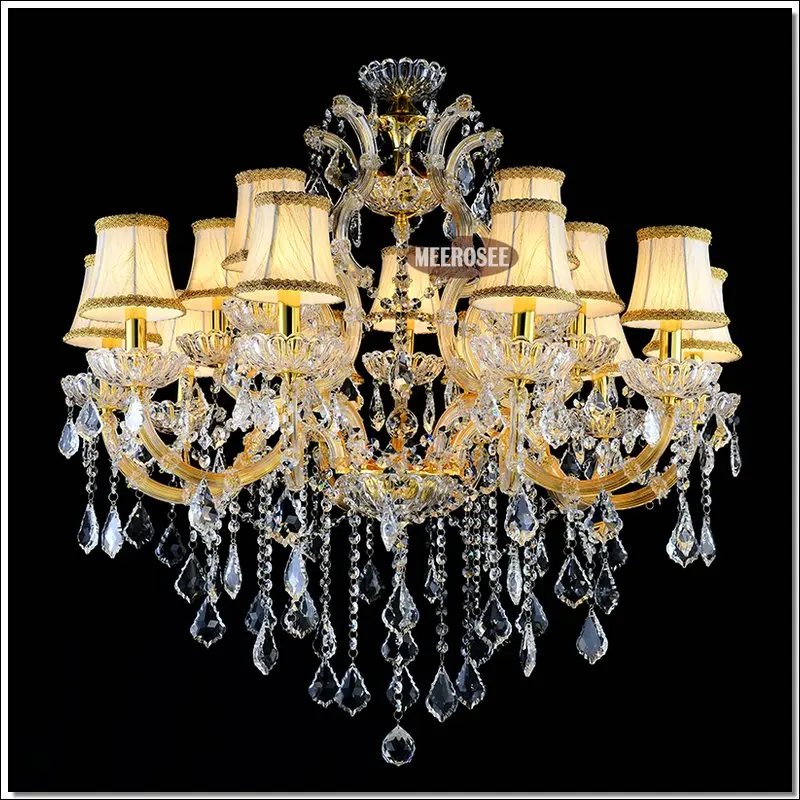

Classic Chandelier Light Fixture Luxury Galaxy Cognac Color Crystal Pendant Lamp With Lampshade for Living Room Hotel Foyer