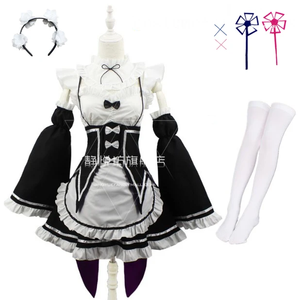package 2 Ram/Rem Косплей Re: zero Hajimeru Isekai Seikatsu черный синий красный костюм горничной платье служанки - Цвет: package 2