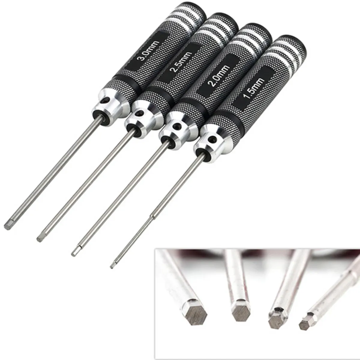 

4PCS Set Hex ScrewDriver High Quality Hexagon Head Screw Driver Tool Set Kit 1.5mm 2.0mm 2.5mm 3.0mm For RC Helicopter Car Tools