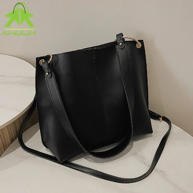 

Luxury Simple Solid Color Shoulder Bags For Women High Quality Pu Leather Handbag New Fashion Female High Capacity Messenger Bag