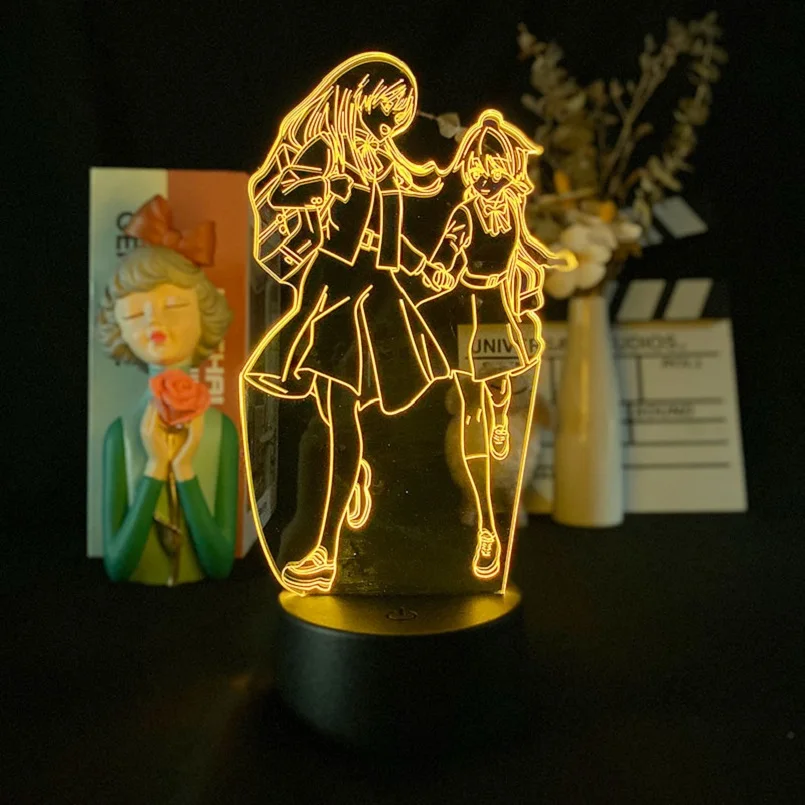 

Anime Desk Lamp with Remote Acrylic 3D Illusion Night Light LED Bloom Into You Smart Phone Control Nightlight Atmosphere Decor