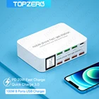 100 Вт Multi USB зарядное устройство Quick Charge 3.0 Type C PD Быстрая зарядная станция USB C Зарядное устройство Адаптер для iPhone 13 X Xiaomi Samsung