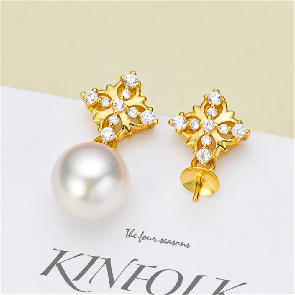 

925 Sterling Silver Plating Earrings Pearl Earrings Accessories Findings Earrings Jewelry Parts Fittings Mountings DIY Girl Gift