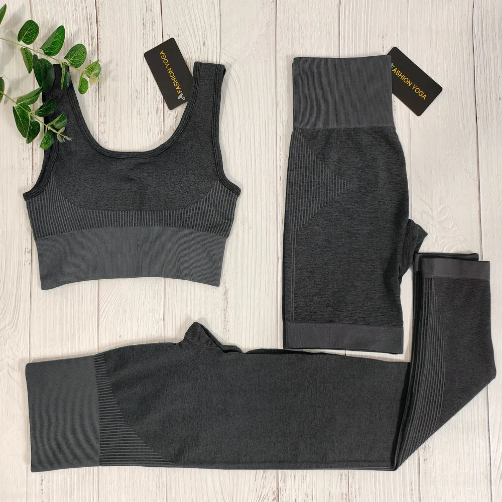 Женский бесшовный комплект для йоги спортивные костюмы фитнеса одежда спортзала