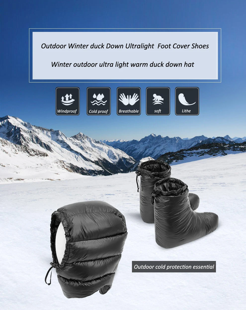 ASTA GEAR открытый Urltra светильник пуховая шапка Зимний теплый водонепроницаемый супер светильник шапка для мужчин и женщин Пешие прогулки Кемпинг белый duc