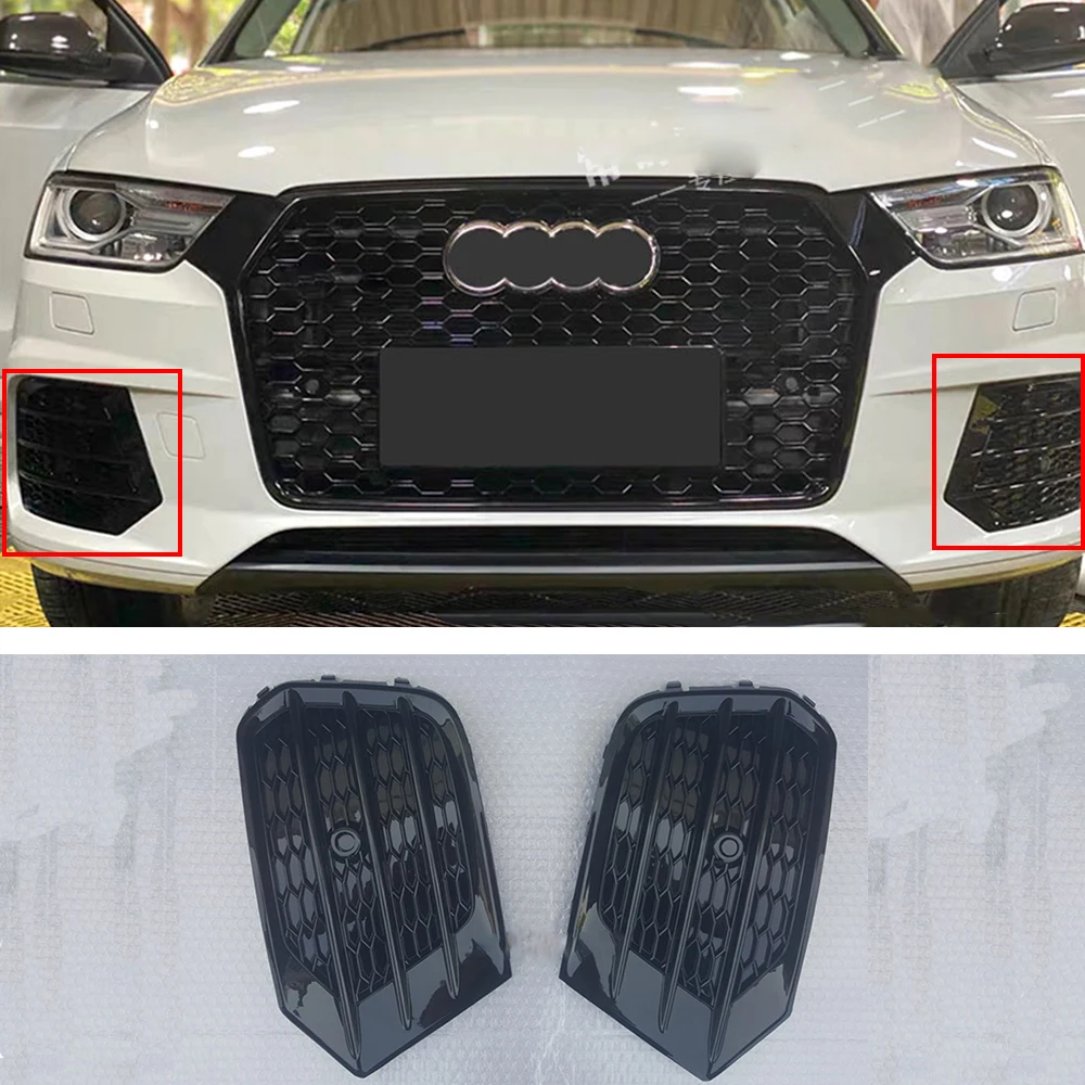 

Auto Front Lower Bumper Fog Lamp Frame For Audi Q3 2016-2018 Upgrade to V6 Front Fog Light Cover Grille Left Right Net