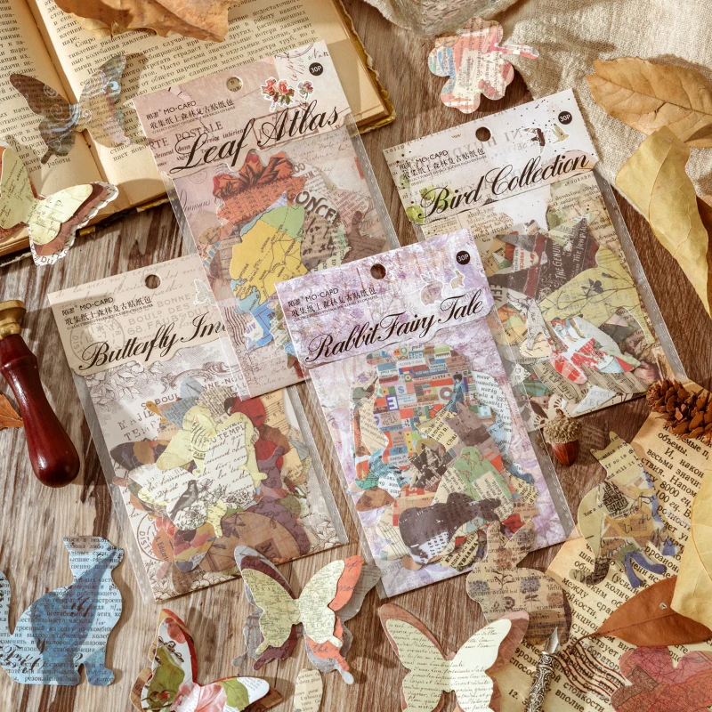 

JIANQI 30pcs/pack Vintage Stickers Retro Flowers Butterfly Church Lable for Journal Scrapbooking Decorative Kawaii Stationery