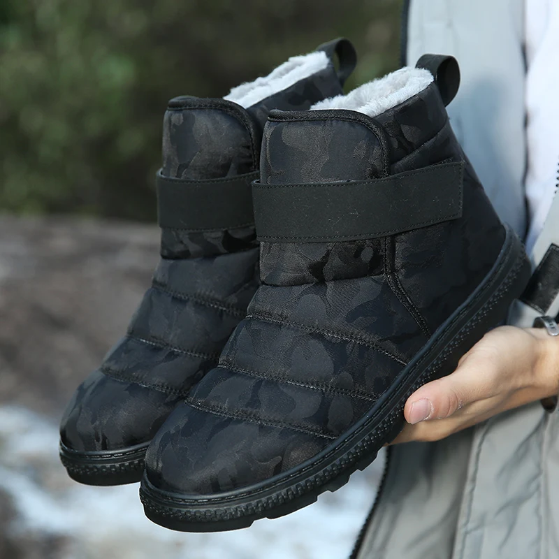 

Winter Men Casual Shoes Fashion Comfortable Keep Warm Snow Ankle Boots Non-Slip Waterproof Plus Velvet Cotton Flat Shoes