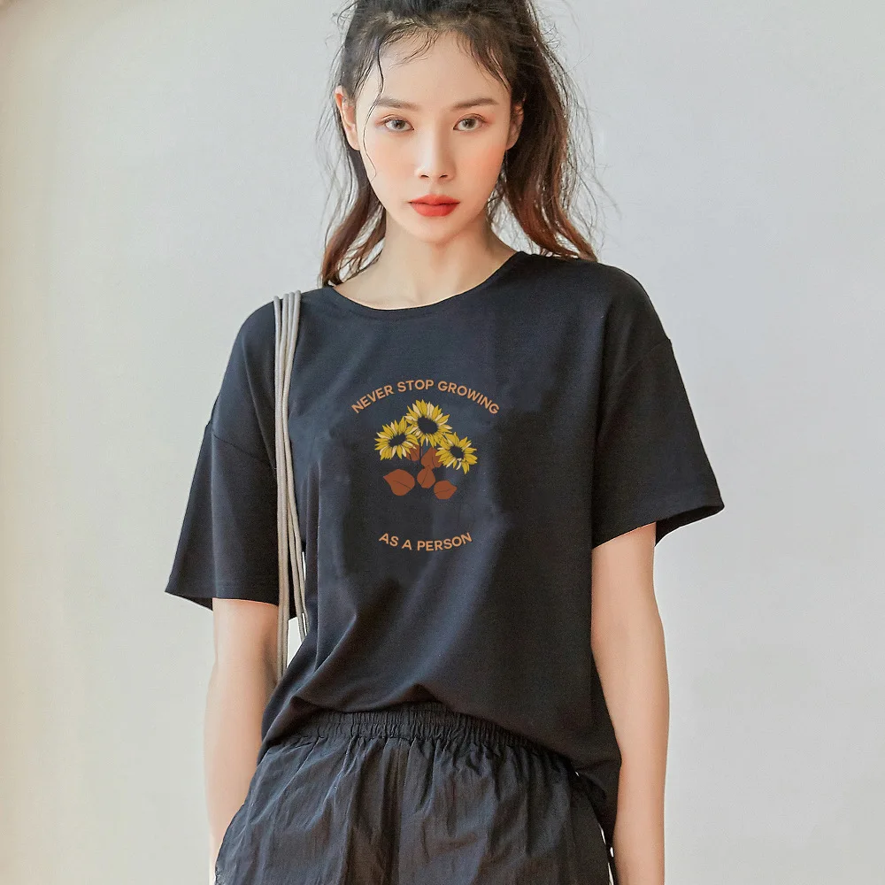 

New Classic fashion high quality leisure breathable Summer Cotton Short Sleeve women's T-shirt