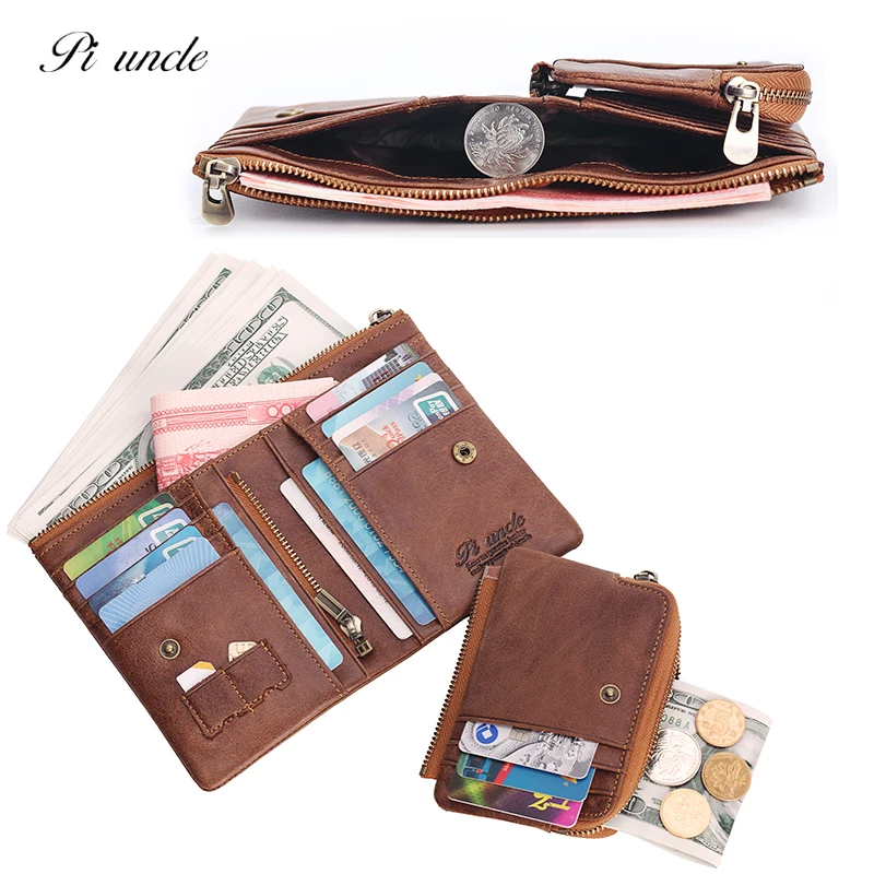 PI UNCLE Fashion Genuine Cowhide Leather Vintage Men's Wallet Men Purses Multi-Card Card Holder Luxury Clutch | Багаж и сумки