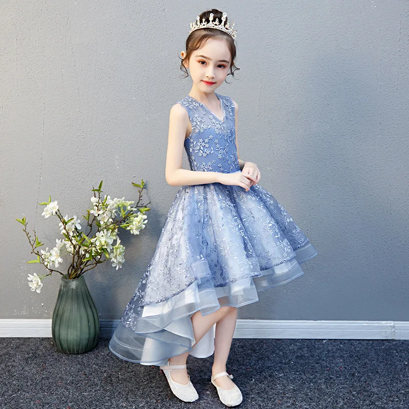 Bule Flower Girl Dresses for Weddings It's Yiiya B048 Elegant High Low Length Kids First Communion Dress Girs Pageant Gowns | Свадьбы и