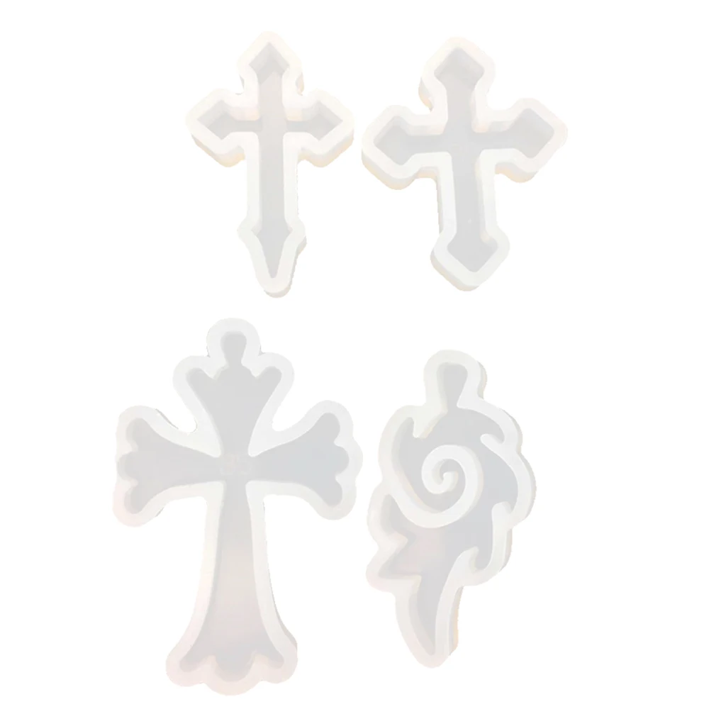 

4 Pieces Clear Cross Silicone Mold DIY Resin Jewelry Pendant Necklace Mold Tools