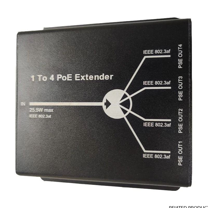 10/100M mini 4 Ports POE Extender 25.5W Extend 120 Meters IEEE802.3af Network Devices Plug-and-Play cctv ccessories | Безопасность и