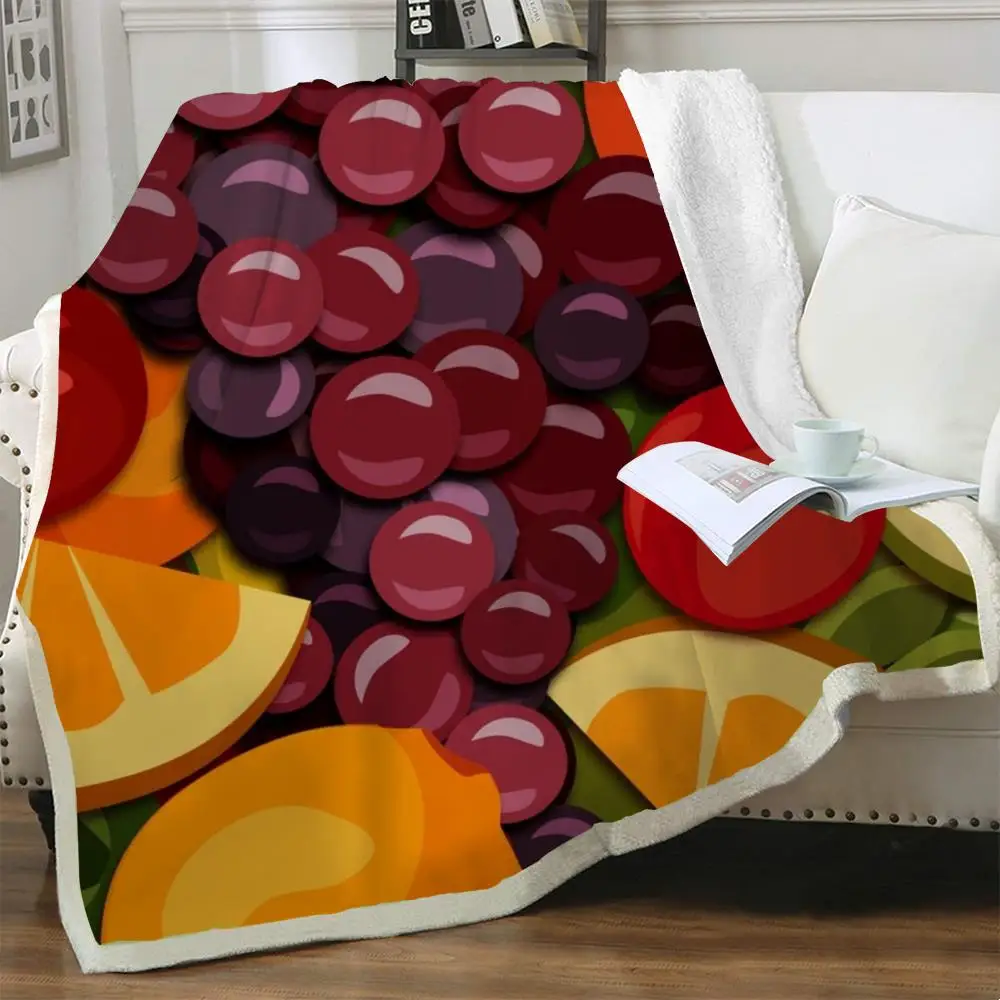 

Одеяло NKNK с фруктами, цветные радужные одеяла с 3D принтом для кровати, тонкое одеяло с граффити, шерпа, одеяло с животными, прямоугольное теп...