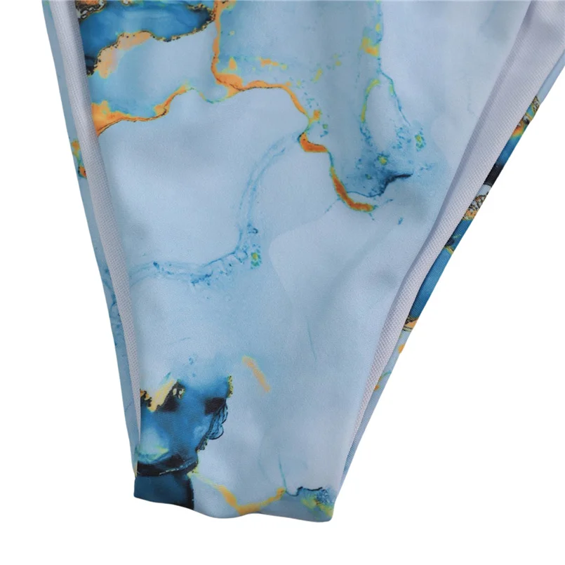 

2021 New 2 Pcs Women Sexy Bathing Suits, Adults Tie-dye Print Triangle Push Up Halter Bikini Tie-up Thong Bikini Swimsuit Women