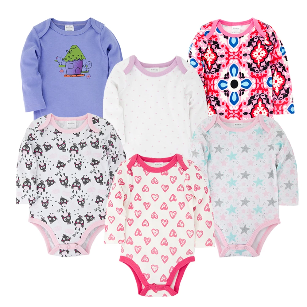 

2020 3 6 Pcs/lot Baby Boy Clothes Cotton Long Sleeve Newborn Clothes Infant Jumpsuit Toddler 0-3 months Clothing