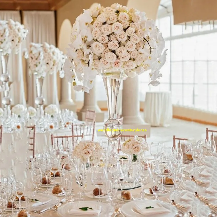 Прозрачная Хрустальная ваза для свадебного стола декоративный держатель цветов