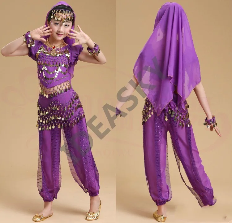 Дети ребенок Восточный набор костюма для танца живота Восточные Танцевальные Костюмы Танец живота танцевальная одежда Индийский Болливуд девушка для взрослых