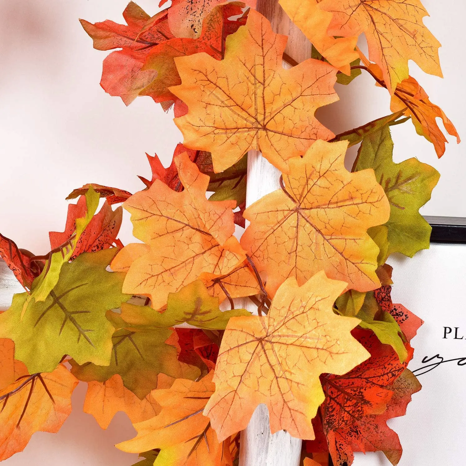 

Maple Leaves Fall Garland - 6ft/Strand Artificial Fall Foliage Garland Colorful Autumn Decoration for Home Wedding Party