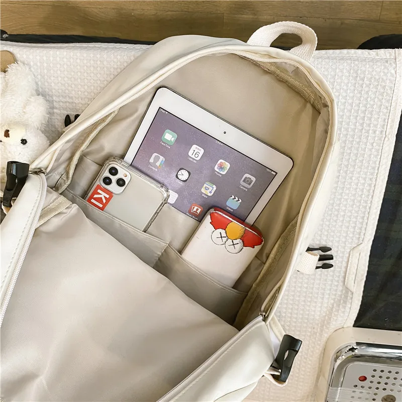 

Sweet Fur-Ball Backpack Women Waterproof Backpacks for Teenage Girls Schoolbag Transparent Drawstring Pocket Student Travel Bags