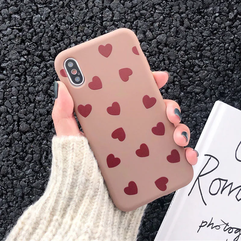 e Чехол для телефона LOVECOM для iPhone 11 Pro Max XR XS Max 6 6s 7 8 Plus X винтажный милый мягкий чехол из ТПУ с гальваническим сердечком - Цвет: e