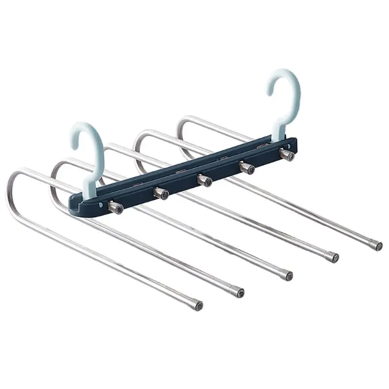 

Multifunctional 5 Tier Hanger Portable Stainless Steel Rack for Trousers Pants 53CB