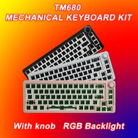 tm680 hot swap mechanical keyboard kits wireless 3 model rgb compatiable with 5 pins for cherry gateron kailh dial knob switches