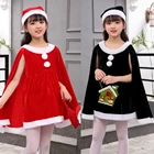 Красная черная бархатная Рождественская накидка, головной убор, зимние женские костюмы для косплевечерние, украшение для платья, шнуровка Санта-Клауса
