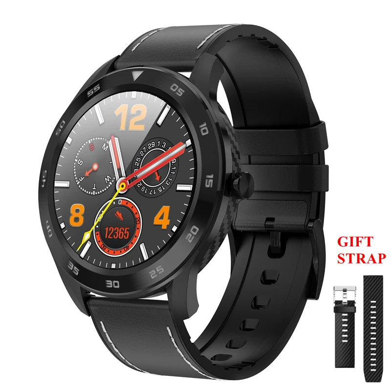 black leather LYKRY DT98 Bluetooth Вызов Смарт часы полный экран сенсорный IP68 Водонепроницаемый PPG сердечного ритма кровяного давления монитор для xiaomi huawei - Цвет: black leather