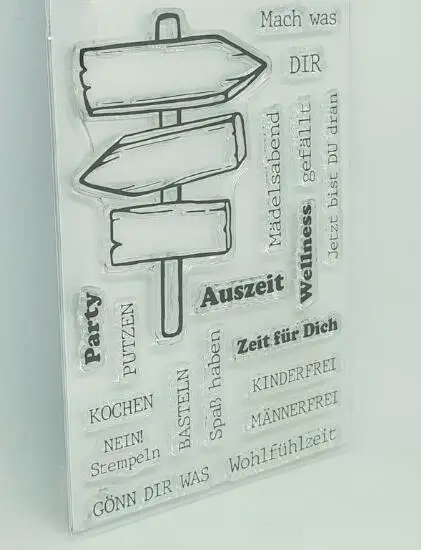 Прозрачные штампы с немецкими надписями для скрапбукинга сделай