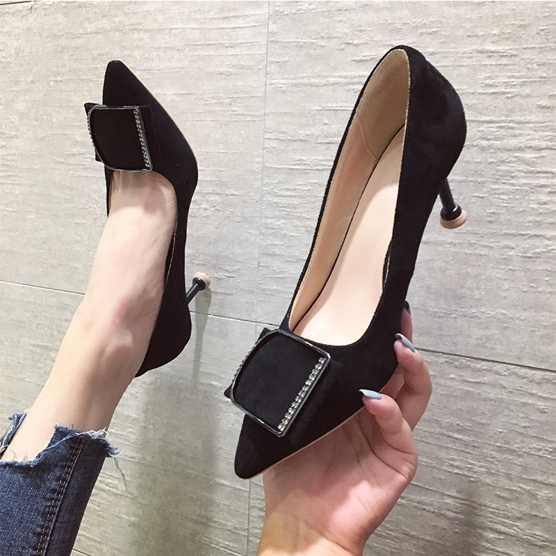 Женские туфли-лодочки обувь Стразы шпильки с острым носком открытой пяткой из