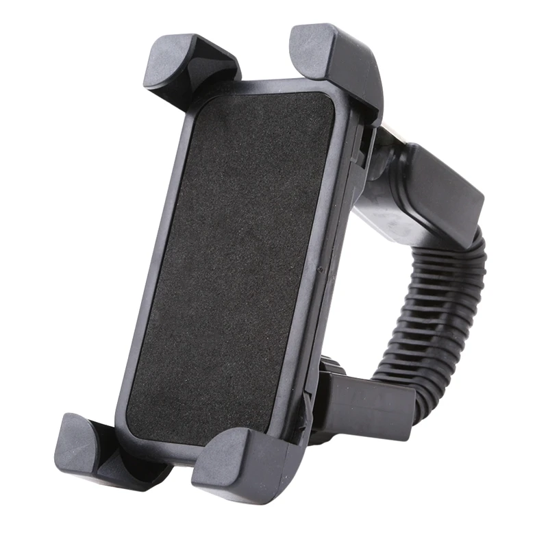 

Black Motorcycle Handlebar Rearview Mirror Mobile Phone Bracket