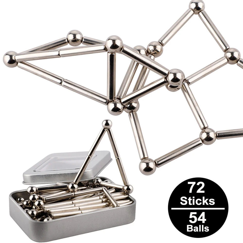 

Metal Magnets Cube Magic Building Blocks Educational Puzzle Toys Magnetic Stick Steel Ball Set Brain Training Toy For Kid Adults
