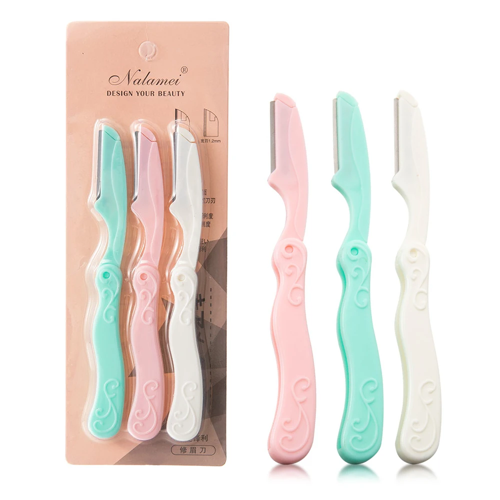 

3Pcs/Set Foldable Beauty Face Eye Brow Shaper Shaver Facial Eyebrow Trimmer Armpit Hair Razor Stainless Steel Blades Makeup Tool