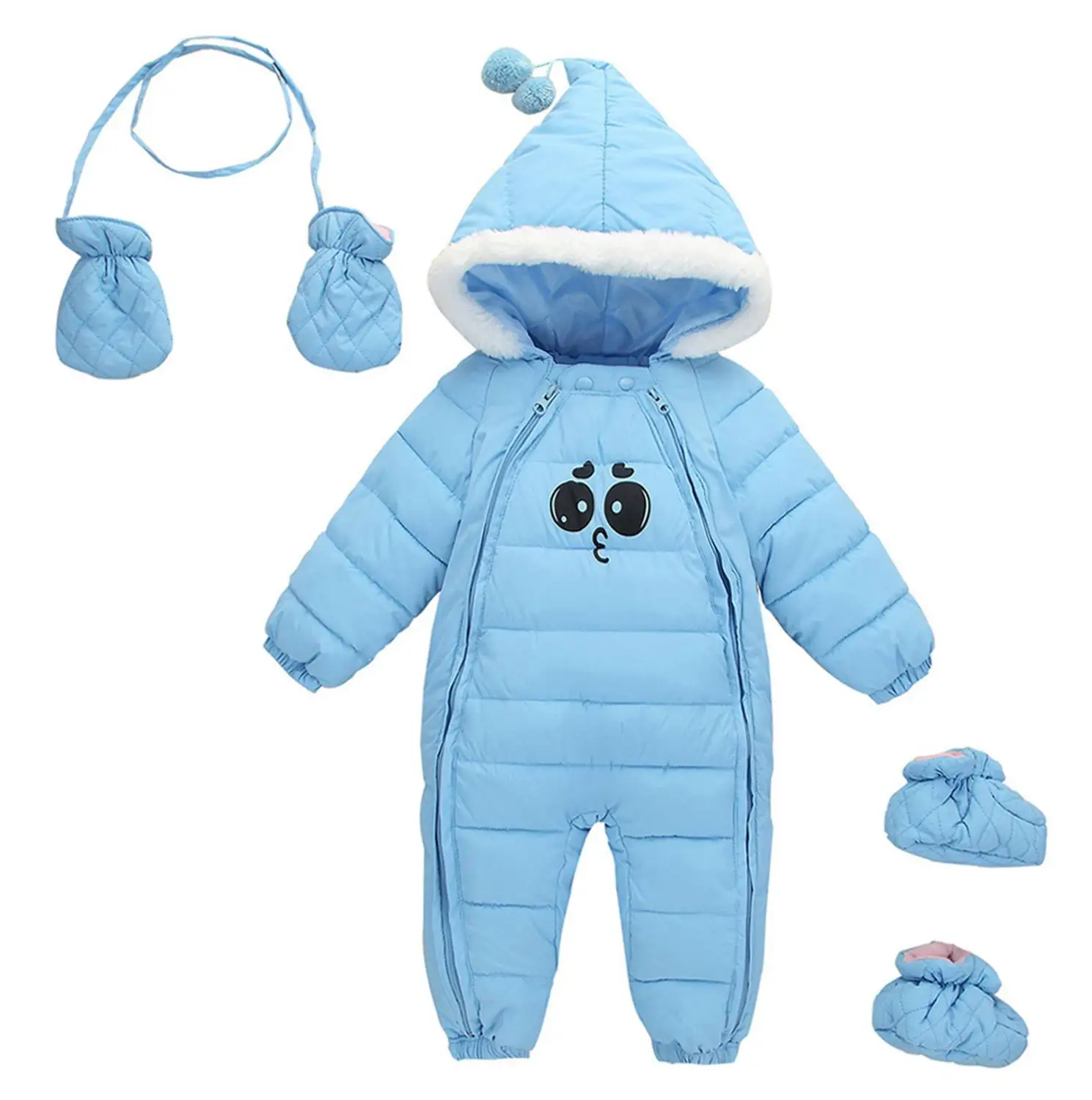 3pcs Winter Newborn Hooded Thick Rompers Gloves Cotton boots Baby boy girl Clothes Outfit Jumpsuit toddler Romper Down Parkas | Мать и